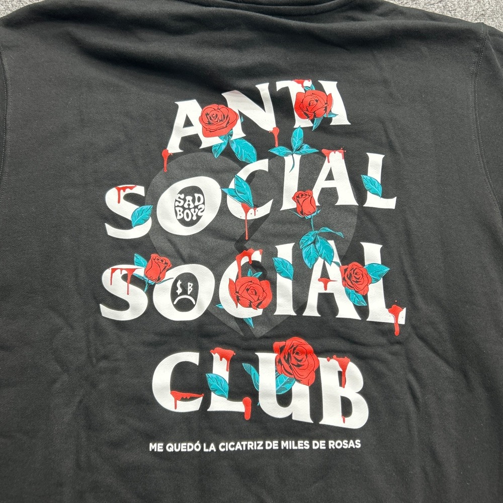 ASSC x Sadboyz Miles De Rosas Hoodie Black‎ L Red Roses Anti Social Social Club